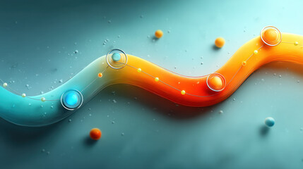 Leinwandbilder - Abstract 3D Orange and Blue Wave with Glowing Spheres