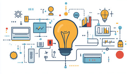 Poster - Idea generation process innovation creativity brainstorming business strategy lightbulb concept diagram