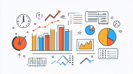 Poster - Data analysis charts and graphs illustration for business analytics and financial reporting design 100
