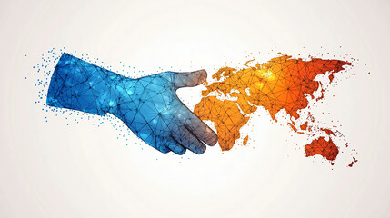Poster - Global partnership handshake for international business and collaboration concept design vector art
