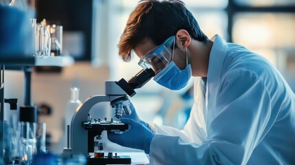 Poster - COVID-19 samples under a microscope, searching for solutions.