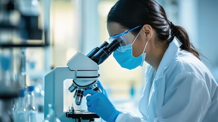 Poster - COVID-19 samples under a microscope, searching for solutions.