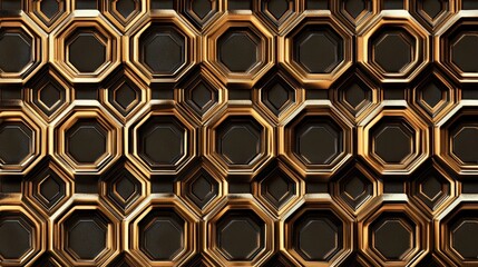 Poster - seamless geometric pattern featuring interlocking hexagons with a modern metallic gradient effect