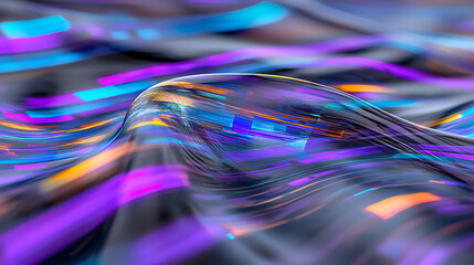 Poster - Dynamic abstract waves of color digital space graphic art futuristic environment close-up view visual concept