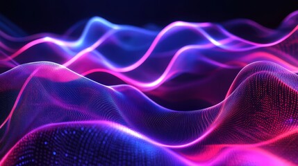 Poster - seamless technology wave pattern with ultra-modern smooth curves, glowing highlights, and advanced motion graphics