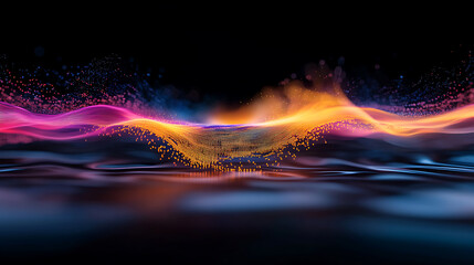 Poster - Dynamic wave patterns digital realm abstract art vibrant colors close-up view fluid motion concept