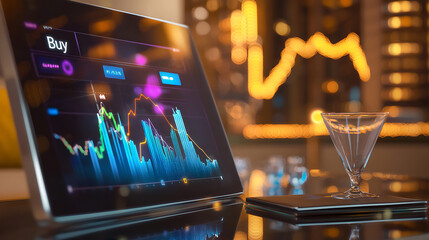 Poster - Market analysis trends business lounge digital display modern environment close-up financial insights