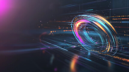 Poster - Dynamic digital swirl animation virtual space graphic design futuristic environment abstract viewpoint