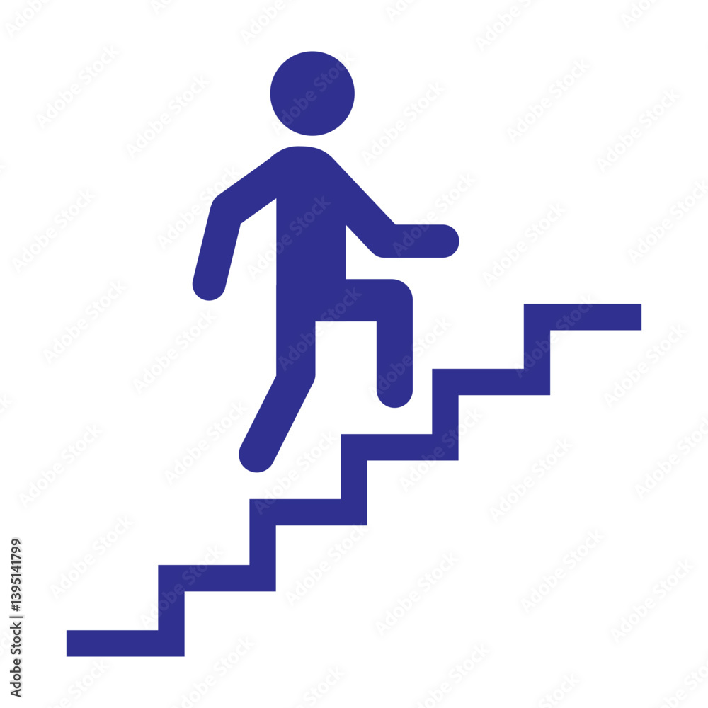 man climbing up stairs icon vector. career symbol. Businessman progress  symbol. man walking steps up icon. man step up stairs. Upstairs icon sign.  up stairway sign. Vector illustration transparent bg Stock Vector |, image size:1000x1000