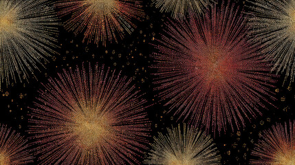 Wall Mural - A black and gold background with a bunch of fireworks