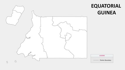 Naklejka na meble Equatorial Guinea map. Country map of Equatorial Guinea. Administrative map of Equatorial Guinea with Countries names in outline.