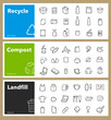 © realstockvector - Ready sets of icons for separating waste on trash, compost, recycle. Vector elements are made with high contrast, well suited to different scales. Ready for use in your design. EPS10.