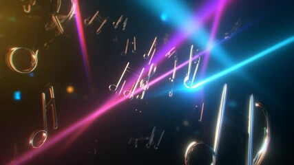 Poster - Floating Music Notes in Vibrant Cosmic Lights Above a Galaxy Generative AI