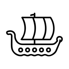 Poster - Viking longship boat icon nordic ship sailing vessel norseman boat symbol outline art