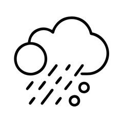 Poster - Weather forecast icon of heavy rain and hail with sun behind cloud vector graphic