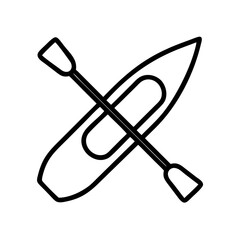 Poster - Kayak and paddle vector icon for water sports adventure and outdoor recreation trip