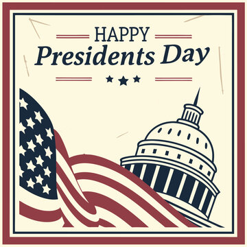 Happy presidents day poster illustration