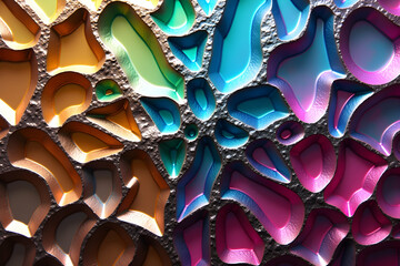 Poster - Vibrant Palette of Interlocking Geometric Shapes, An Abstract Mosaic of Color and Form Displaying Artistic Precision and Creative Ingenuity