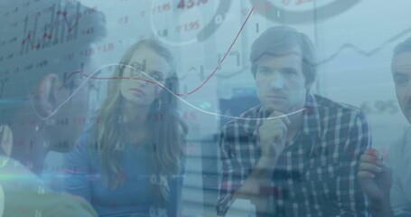 Poster - Analyzing financial data, business team reviewing graphs and charts in meeting room