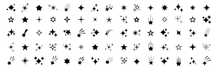 Wall Mural - stars icon collection. different star shapes. black stars icon set. sparkle star icon set. vector il