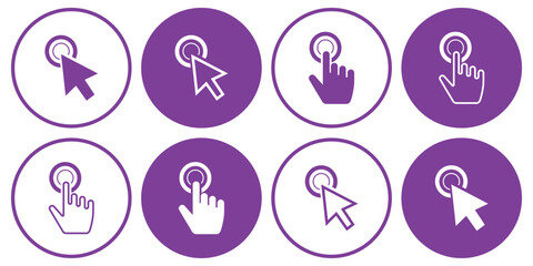 Aufkleber - Arrow and hands click icons. Pointer vectors clicking. click mouse icon set with circle.