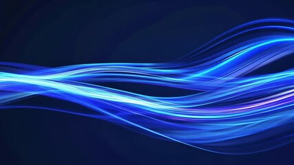 Poster - vibrant abstract background of smooth blue light waves energy, motion, and tranquility in curves and