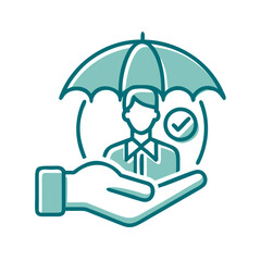 Poster - Hand Protecting Person with Umbrella Icon  