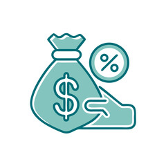 Poster - Loan money bag with percentage symbol in a modern flat style  