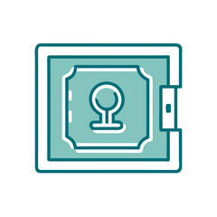 Poster - Safe icon illustration in a minimal style with teal colors  