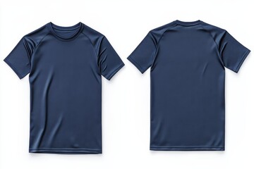 Poster - Dark navy athletic shirt displayed from front and back on a neutral background showcasing its sleek design and fabric quality