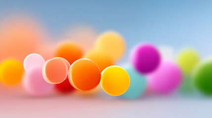 Poster - Colorful array of balls in various sizes and colors. Concept of playfulness and creativity, as the balls are scattered in different directions and sizes, creating a dynamic and lively atmosphere