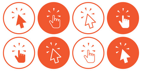 Aufkleber - Hand and arrow click icon set. This collection of user-friendly cursor click icons is perfect for websites, apps, and other digital platforms.