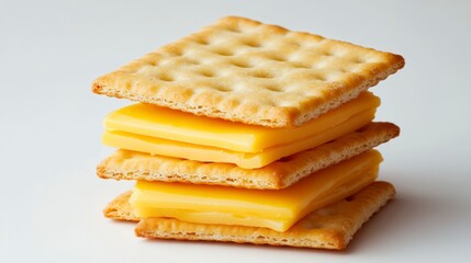 Poster - Stack of crackers with cheese slices. (1)
