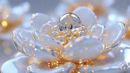 Poster - Abstract glass flower with sparkling details and soft light