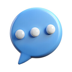 Poster - 3D Rendered Chat Bubble with Three Dots, Blue,white,yellow and Light Blue
