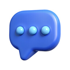 Poster - 3D Rendered Chat Bubble with Three Dots, Blue,white,yellow and Light Blue