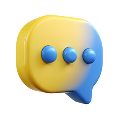 Poster - 3D Rendered Chat Bubble with Three Dots, Blue,white,yellow and Light Blue