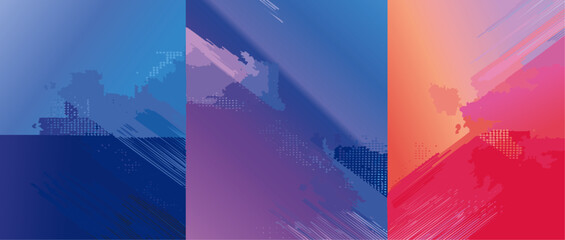 Canvas Print - abstract background set with colorful halftone pattern vector design