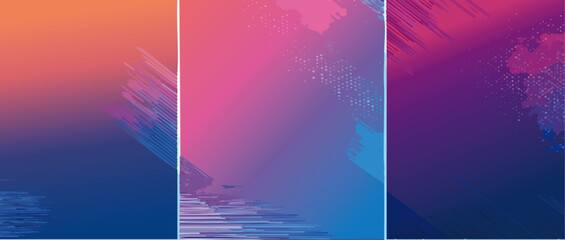 Canvas Print - abstract background set with colorful halftone pattern vector design