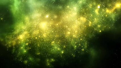 Wall Mural - luminous green and yellow cosmic dust illuminated in the vastness of space resembling a distant nebu