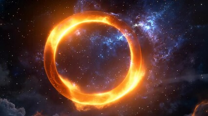 Wall Mural - glowing cosmic ring in deep space with nebulae and distant stars, sci-fi celestial phenomenon, abstr