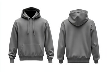 Poster - Stylish gray hoodie displayed from front and back angles, perfect for casual wear and layering in various weather conditions