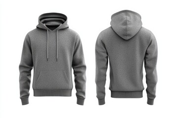 Poster - Simple gray hoodie design displayed from front and back angles showcasing casual fashion wear