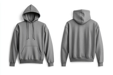 Poster - Stylish gray hoodie displayed from multiple angles highlighting comfortable fabric and modern design for casual wear