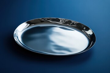 Aufkleber - Reflective metallic surface displayed on a blue backdrop showcasing modern minimalism and elegance in design