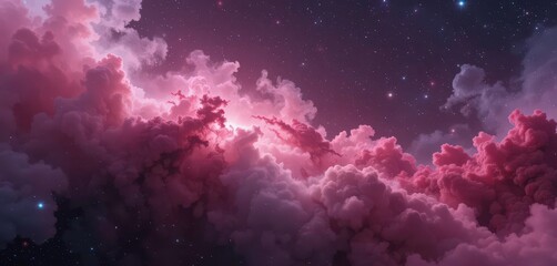 Wall Mural - outer space scene swirling gases in hues of pink, white, and violet