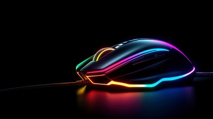 Aufkleber - RGB gaming mouse with vibrant light accents on dark background.