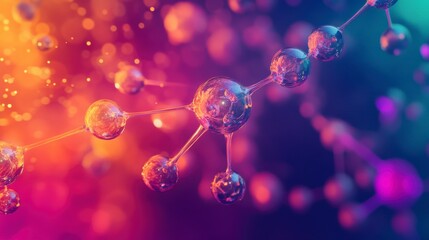 Aufkleber - Abstract colorful molecular structure.