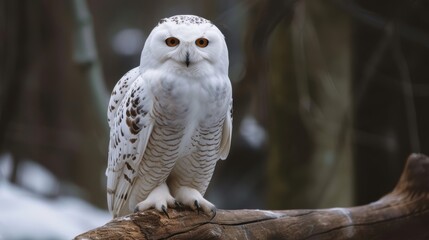 The white owl lives in the forest.