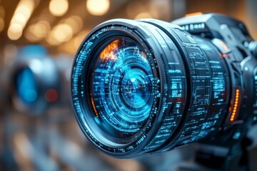 Wall Mural - Futuristic Camera Lens with Advanced Technology